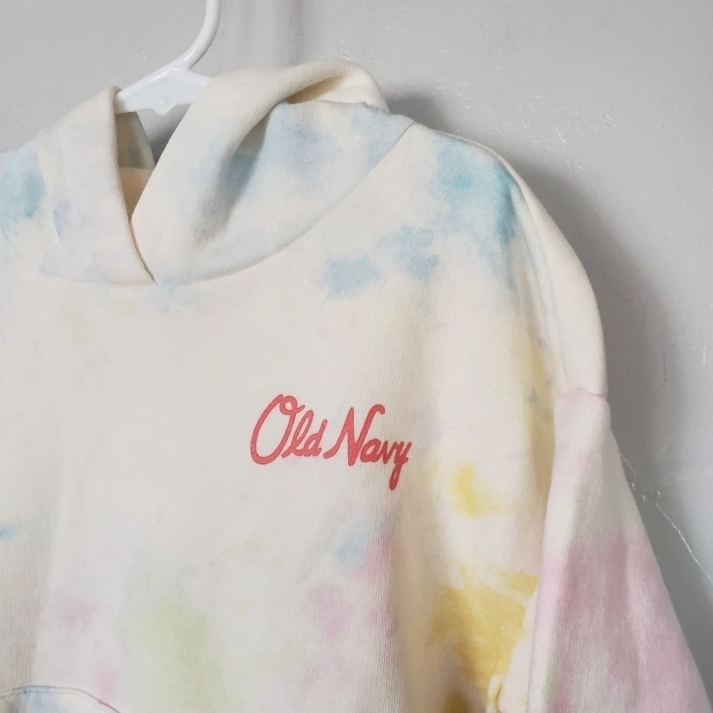 Old Navy NWT Little Girl XS 5 Light Tie Dye Pullover Hoodie Sweatshirt Yellow